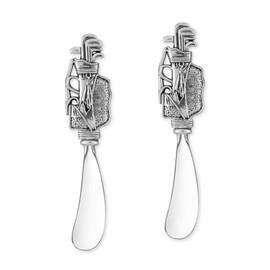 Supreme Housewares Golf Bag Cheese Spreader Set, Zinc Alloy Butter Spreaders with Decorative Handles for Cheese, Cream, and Dips, Silver, 5 Inch, Set of 2