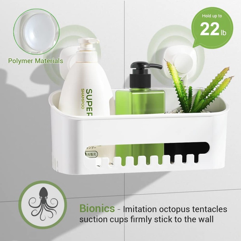 LUXEAR Suction Cup Shower Caddy - No Drilling Removable Shelf