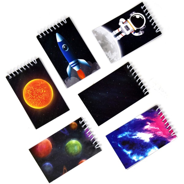 48 Outer Space Galaxy Mini Notepads Astronaut Moon Rocket Ship Theme Memo Spiral Notebooks for Kids Boys Girls Solar System Planet Birthday Party Prizes & Teacher School Classroom Reward