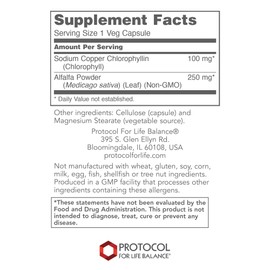 Protocol Chlorophyll - Supports Detox Cleanse, Liver Function & Internal Deodorant* - Non-GMO & Soy Free - 90 Veg Capsules