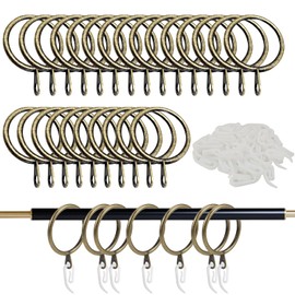 Girihe 50 Sets Gold Curtain Rings, Curtain Rings Gold Curtainn Ringgs Hooks Goldd Curtains Ring and Hooks, Goldd Curtains Ring for Curtainn Poles Rods Drapery and Shower Hanging
