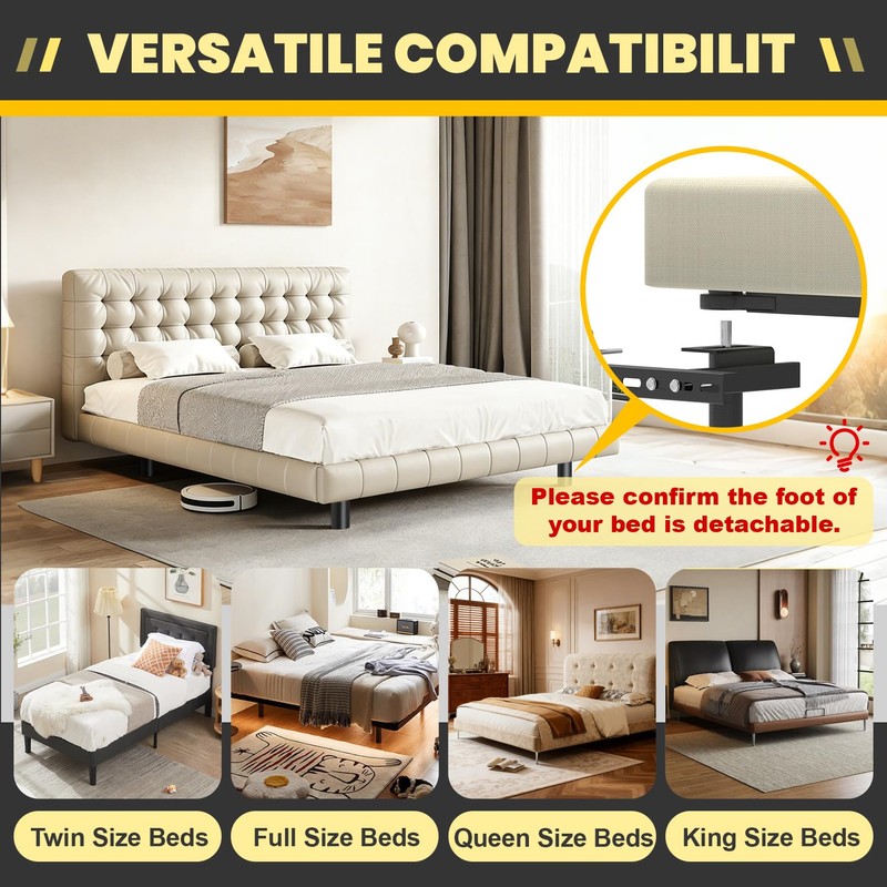 Headboard Brackets for Metal Bed Frame, Universal Adjustable Brackets for