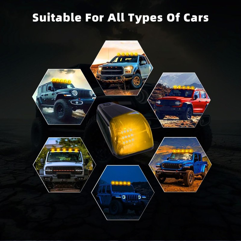 UPXSXT 5Pcs No Drill Car Cab Lights, Solar Powered Waterproof