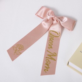 5" Long Tail Queen Mom Hair Bow Glitter Rose Gold Ribbon Bow-Knot Hair Clips Metal Hairpins for Grandma Wife Mother’s Day Gift Women Girls Birthday Dress Decor Accessory