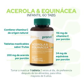Acerola Equinácea Infantil Tabletas Masticables Sabor Frutas Pronat