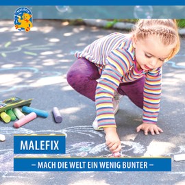 Pustefix Malefix Street Painting Chalk, Pack of 12, Painting Chalk for Children and Adults, Variety of Colours, Bright and Strong, Water-Soluble and High-Quality Chalk, for Street and Yard