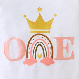 Ippopozzahah Baby Girl 1st/2 Birthday Outfits ONE Cotton Romper TuTu Lace Skirt Set with Sequins Bowknot Headband