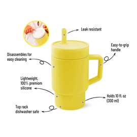 DLOCCOLD Silicone Straw Cup, Adorable Miniature Tumbler with Spill Proof Straw Handle, Tumbler Cup, 10oz, Easy to Clean