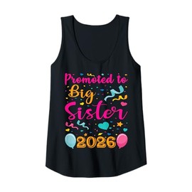 Womens Promoted To Big Sister Again 2026 Baby Announcement Gifts Tank Top