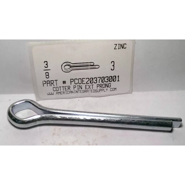 AMERICANINTEGRATEDSUPPLY.COM 3/8X3 COTTER PINS EXTENDED PRONG STEEL ZINC PLATED (5)