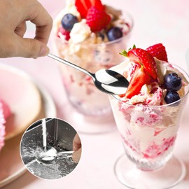 Rairsky 12 Pieces Dessert Spoons, Stainless Steel Tea Spoons, 7.8 Inch Teaspoons Ice Cream Long Spoon, Bar Cocktail Teaspoon, Small Spoon for Milks Tea Mixing Coffee Milkshake Cold Drink