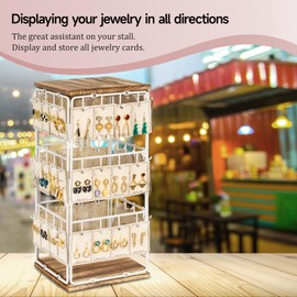 Yoimori Earring Holder Organizer,Earring Storage Organizer with Wood Base,48 Hooks Earring Rack for Women and Girls,Jewelry Organizer Stand for Displaying Ring,Earrings,Ear Stud,Bracelets