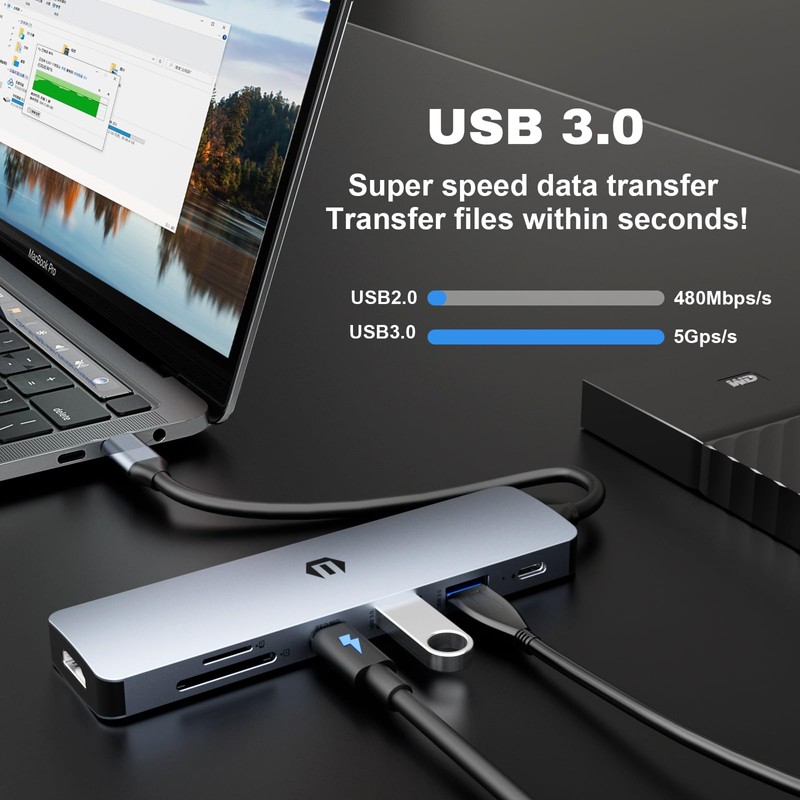 USB C Hub, TOTU 7 in 1 USB C Dock