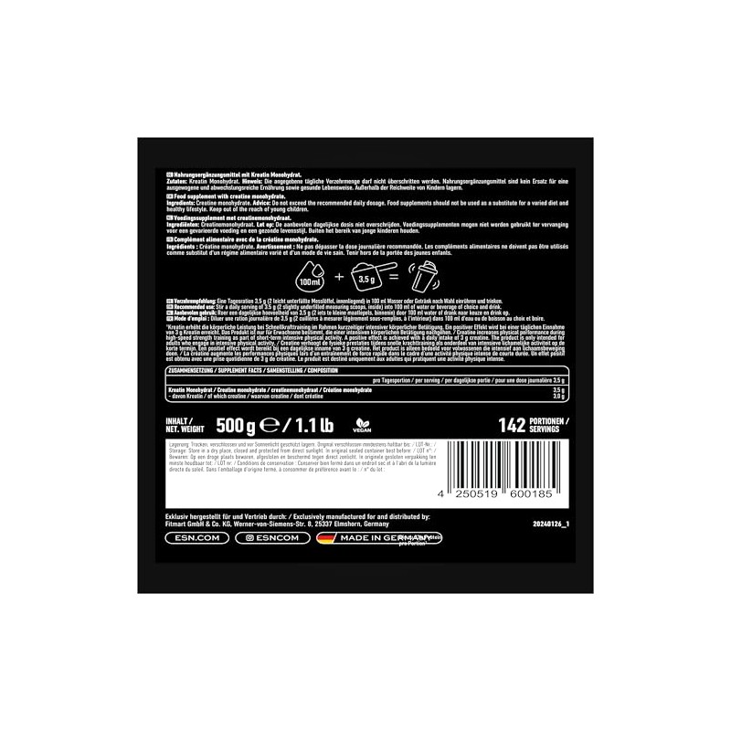 ESN, Ultrapure Creatine Monohydrate, 3 x 500 g, 426 Servings,