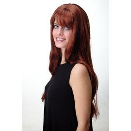 WIG ME UP - GFW09-130 Lady Quality Wig long straight layered fringe bangs reddish rust copper brown