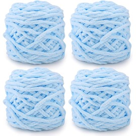 4 x 100g Knitting Wool Yarn Solid Color Knitting Yarn for Crochet for Yarn Projects Making DIY Crafts Scarves Hats Handmade Bags Blankets Sweaters (Sky Blue)