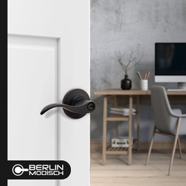 Berlin Modisch Passage Lever Door Handle [Non-Locking Lever Set] for Hallway Doors or Closets with a Oil Rubbed Bronze Finish, Reversible for Right & Left Side, Classic Series