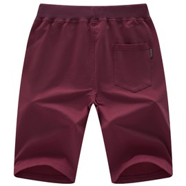 Chrisuno Drawstring Shorts Men Casual Big and Tall for Beach with Pockets Wine Red 5X-Large