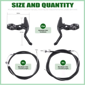 Keadic 10Pcs Bike Brakes Set Includes V-Brake Calipers, 22mm Aluminum Alloy Handlebar Brake Lever, Front & Rear Braking Line Cables for MTB Mountain Road Cycling