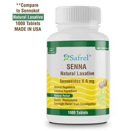 Safrel Senna 8.6 mg Tablets – Natural Sennosides Vegetable Laxative for Constipation, Bloating, Gas, Irregularity Relief. Safe Overnight Relief | Generic Senokot, Original Value Pack (500 Count)