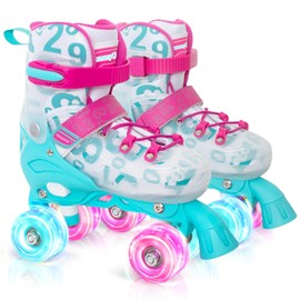 MammyGol Kids Roller Skates for Girls Boys with Transparent Durable Shell, Dual-Color Illuminated Wheels | Adjustable Size for Growing Feet for Children