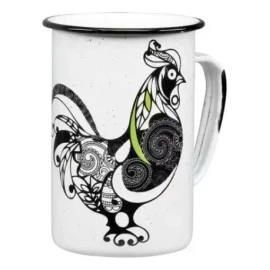 Like Shop Tarro De Peltre Blanco Filo Negro Decorado De Gallo 4 Pzas.