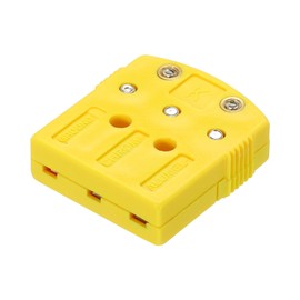 MECCANIXITY K Type Thermocouple Wire Connectors Female Plug Adapter with 3 Prong Flat Pin Temperature 220°C(428°F) for Thermocouple Sensor Probe Dark Yellow 1pcs