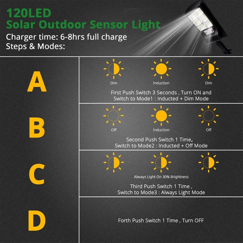Duewot Solar Lights Outdoor, 6 Pack 1000 Lumens Motion Sensor