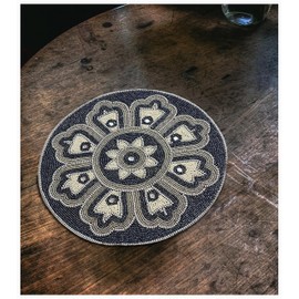 Beaded Placemats for Dining Table Dia 13 inches- Charcoal Tonal Combo,Beaded Placemats Round for Gathering, Thanksgiving - Occasional Decoration and Family Parties Celebrations.Set of 1