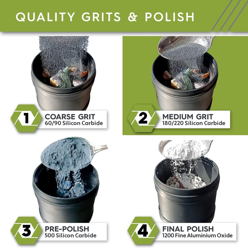 Polly Plastics Rock Tumbler Media Grit Refill, Medium 180/220 Silicon