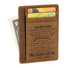 FAYERXL Minimalist Wallets Gift for son daughter from Mom Dad Slim Wallet RFID Front Pocket Wallet (Dad to my son)