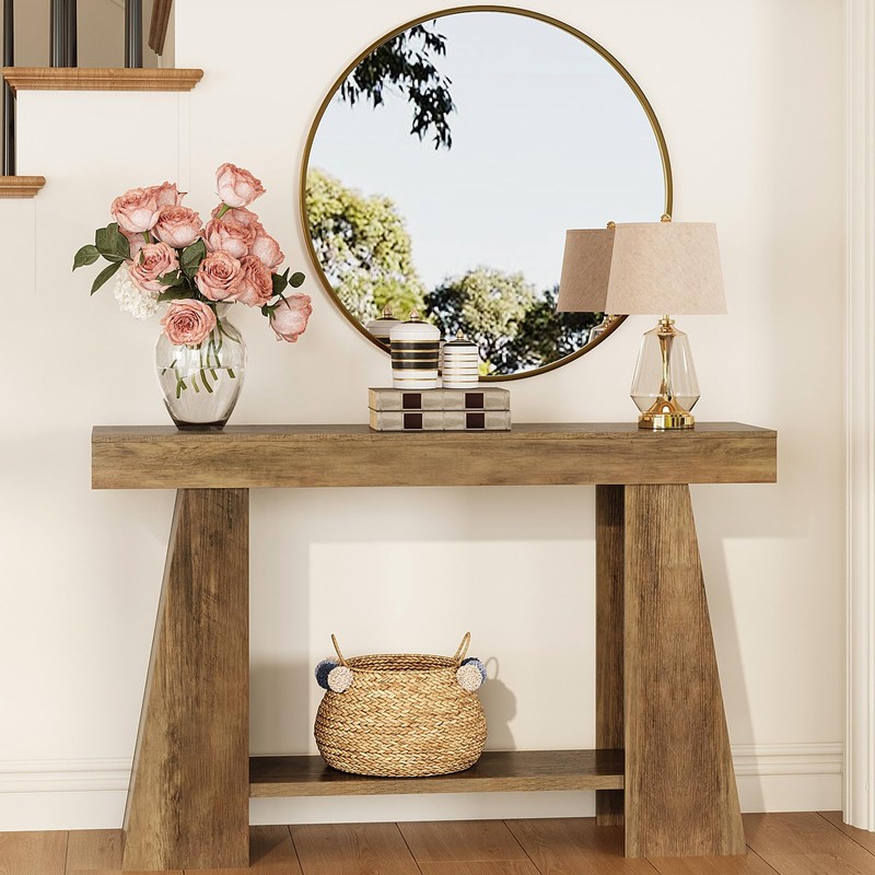 Tohomeor 47.24" Farmhouse Entryway Console Table, Narrow Sofa Table Behind