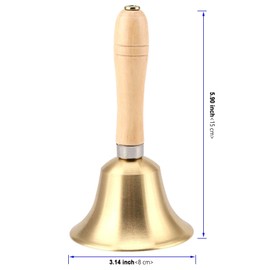 KOHAND 2 Pcs Brass Hand Bells, 8cm Call Bell Hand with Wooden Handles, Multi-functional Loud Hand Held Ringing Bell for Church, Christmas, Parties, Weddings Service, and Decorations
