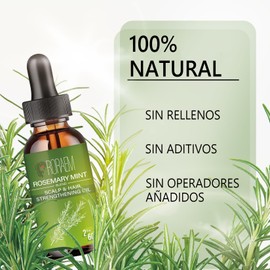 Aceite de Romero：Aceite de Romero para el Cabello-2PCS 60ml 100% Puro Rosemary Oil Hair Aceite Esencial para Cuidado de la piel Crecimiento del Cabello-Esencial de Romero de Cejas, Pestañas, Barba El Cabello Seco y DañAdo Crecimiento Del