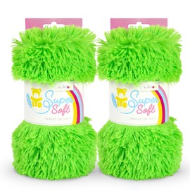 kullaloo Shaggy Faux Fur Fabric [3/4 inch Pile, 20 mm] | Plush Minky Fabric for Sewing | 39.5x29.5" each | For Plushies, Crafts, Costumes, Upholstery, Apparel, Home Decor | DARK LIME (Pack of 2)