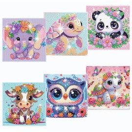 6 Pack 5D Cartoon-Tierediamant Geschenk Diamant Art Bilder Diamond Painting Bilder Kinder, DIY Mosaikherstellung Basteln Diamond Painting Kinder Basteln Mädchen Junge Ab 4 5 6 7 8 9 10 11 12 Jahre