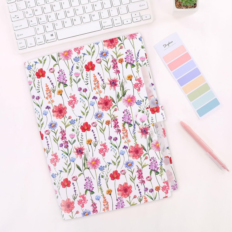 SKYDUE Accordion File Organizer, Floral Expanding File Folders with 5