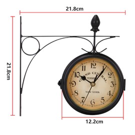 Youyijia Double Sided Wall Clock 4.8 Inches Outdoor Clock Vintage Wall Mounted Garden Clock Weatherproof Fashion Design with Outside Bracket