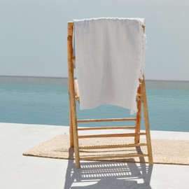 GAMUSI Fouta Pareo Beach Towel Light Honeycomb 190 x 180 cm, Light Grey
