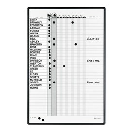 Quartet Gray Duramax Porcelain Magnetic in/Out Personnel Board System, 36 Names, 3 x 2 Feet, Black Aluminum Frame (783G)