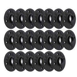 1" Black Painted Floor Flange, Home TZH 20 Pack 4 Bolts Pipe Flange for Industrial vintage style, Flanges with Threaded Hole for DIY Project/Furniture/Shelving Decoration (20, 1 Inch Black)