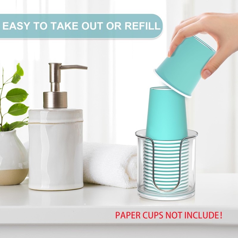 2 Pack Bathroom Cup Dispenser - Countertop 3 oz Bathroom