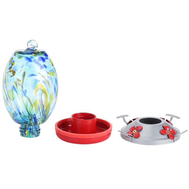 Hummingbirds Water Feeder Colorful Painting Glass Bird Feeding Tool for