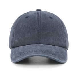 2 Pack Unisex Baseball Caps for Men Women, Adjustable Washed Plain Sun Protection Hat for Golf Running Work