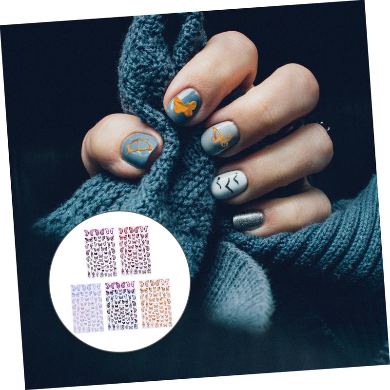 WOONEKY Long Press Nails for Women 5 Sheets Nail Art