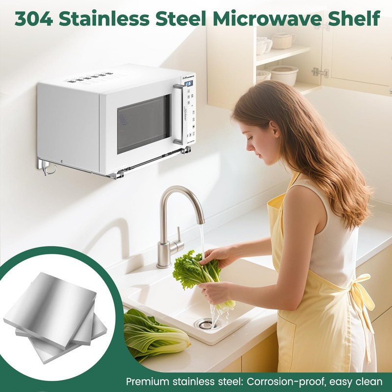 EsLuker.ly Universal Stainless Steel Microwave Oven Wall Mount Bracket with