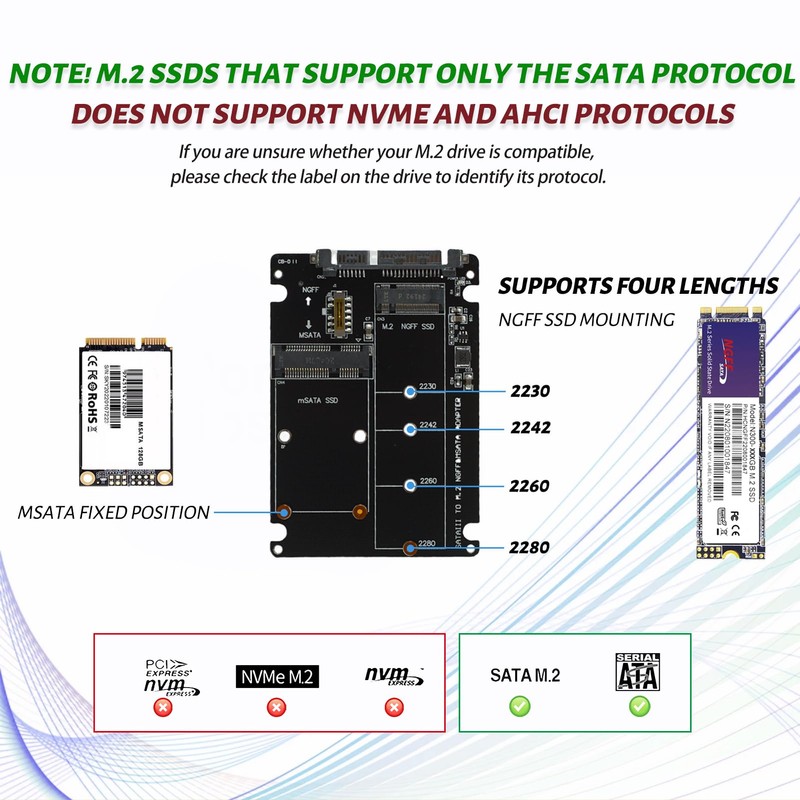 EuAcesry NGFF SSD to SATA3 Adapter and Enclosure for SSD,