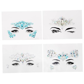 Ipetboom 4pcs Rhinestone Face Gems Stickers for Festivals Rave and Costumes Sparkling Body Stickers Diy Crystal Face Decorations for Parties and Celebrations