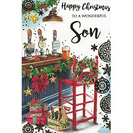 SON CHRISTMAS CARD TRADITIONAL XMAS DESIGN 9 X 6 INCHES XA043