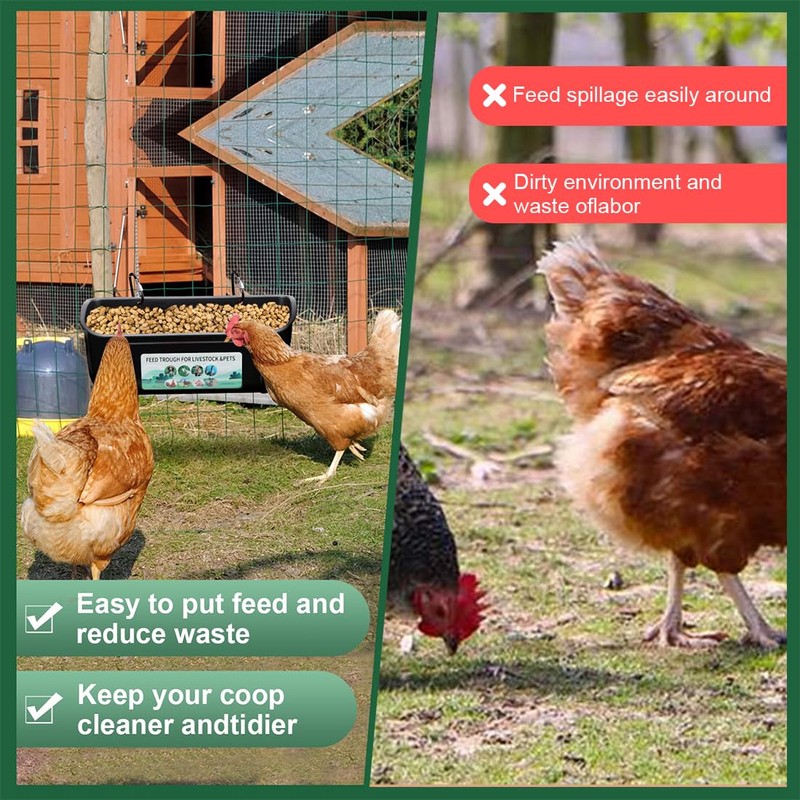 Fence Feeder Chicken Hanging Feed Trough Poultry Waterer Bucket Feeding